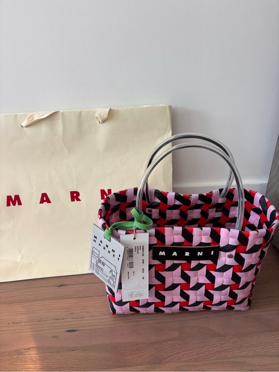 Marni Handbags - Marni Pink, Red & Black Interlaced Tote